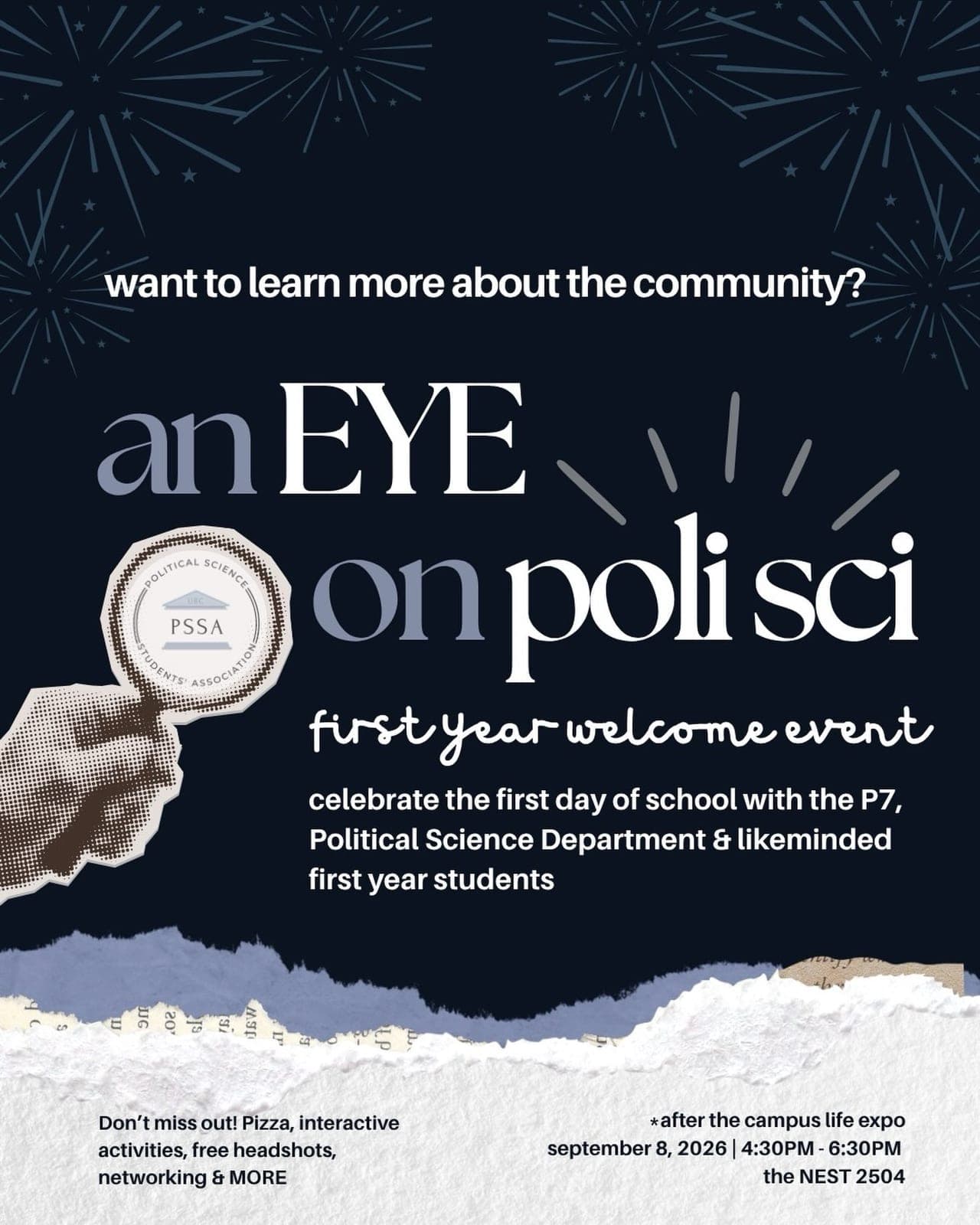 An Eye on Poli Sci First Year Welcome Event
